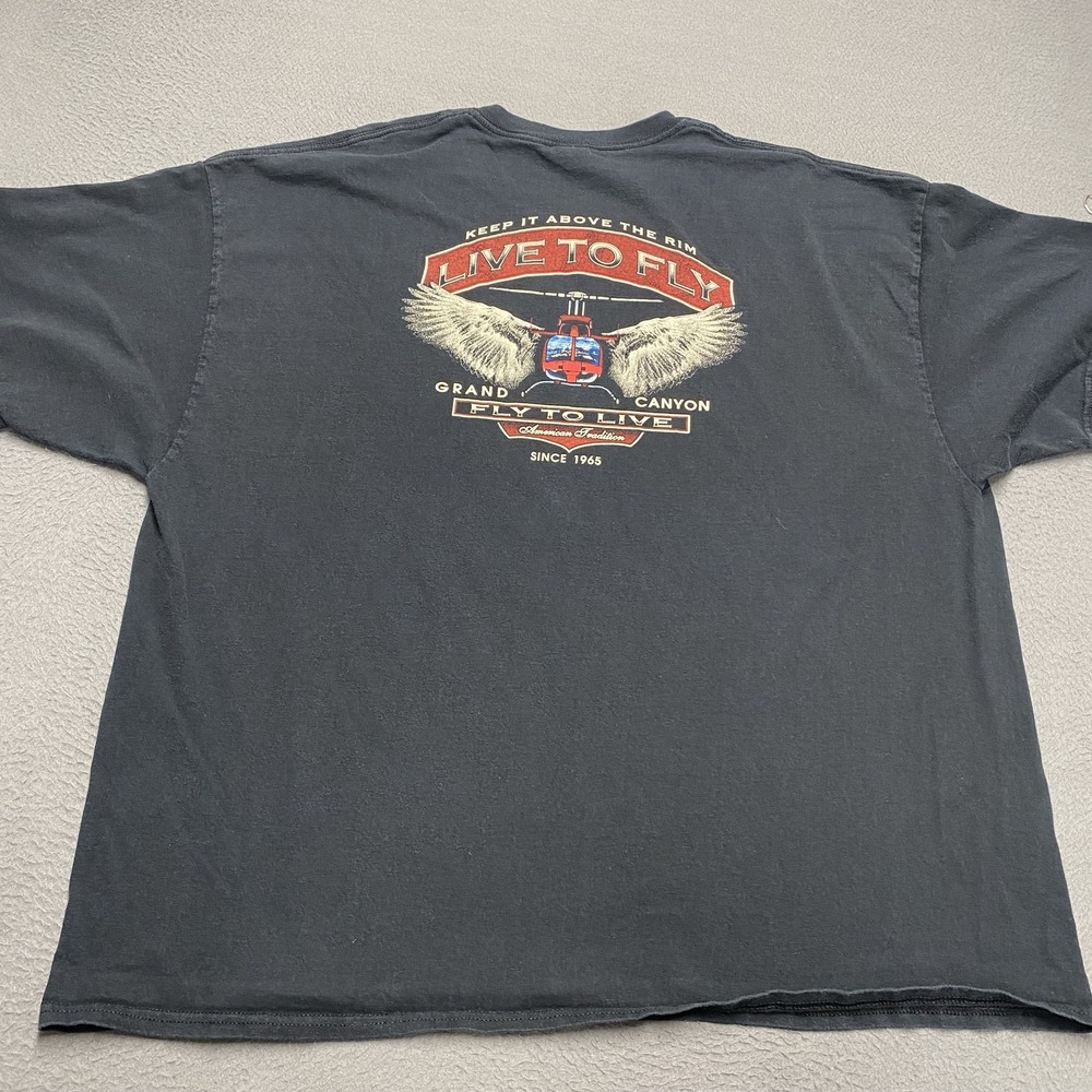 Gildan Shirt Mens 3XL Black Live To Fly Grand Canyon Helicopter Graphic Tee